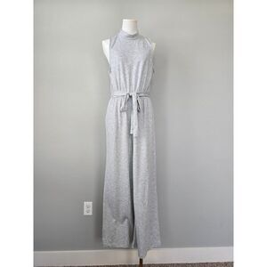 Marc New York Grey Sleeveless Jumpsuit Size M Soft Knit Tie Waist Pockets
